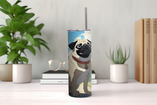 Happy Pug Anime Tumbler