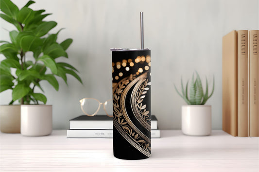 Black and Gold Border Design Tumbler