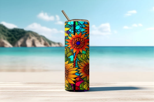 Flowers Stained Glass 3 Tumbler