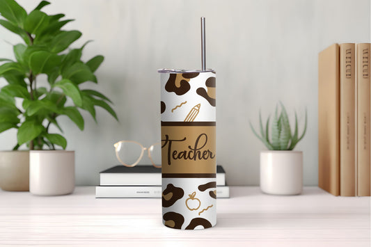 Teacher Animal Print Tumbler