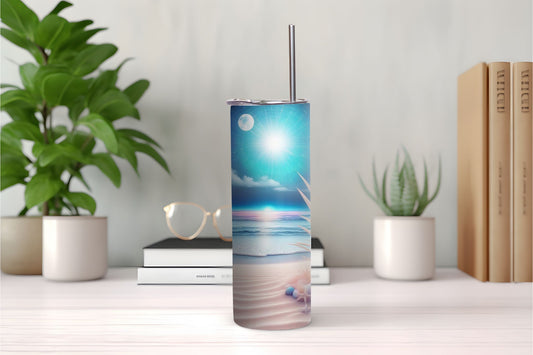 Spacey Beach Border Design Tumbler