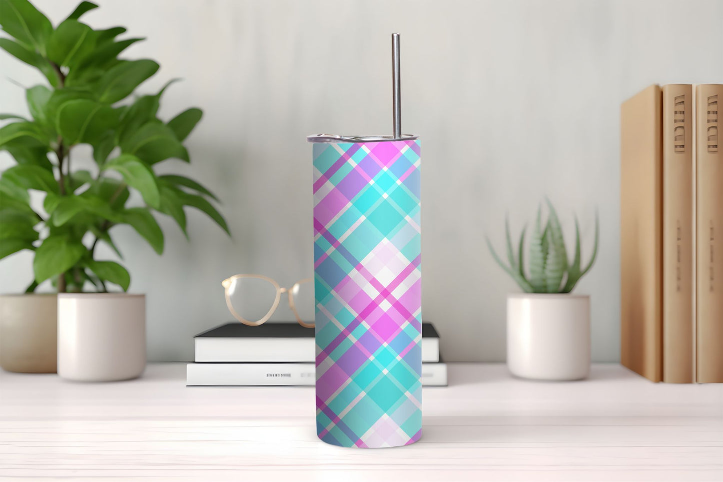 Pastel Plaid Tumbler