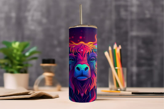 Neon Highland Cow Tumbler
