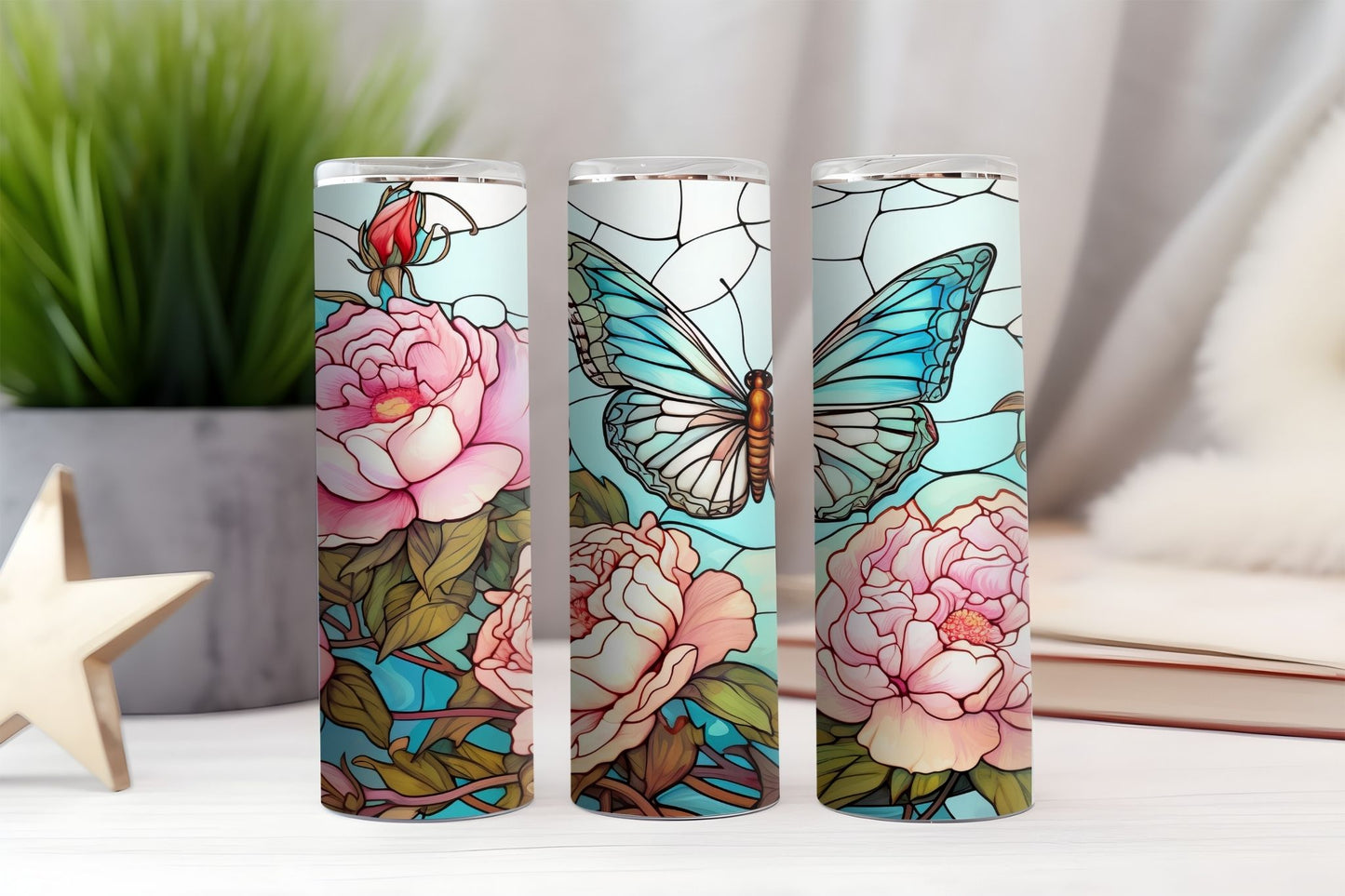 Butterfly Stained Glass 3 Tumbler