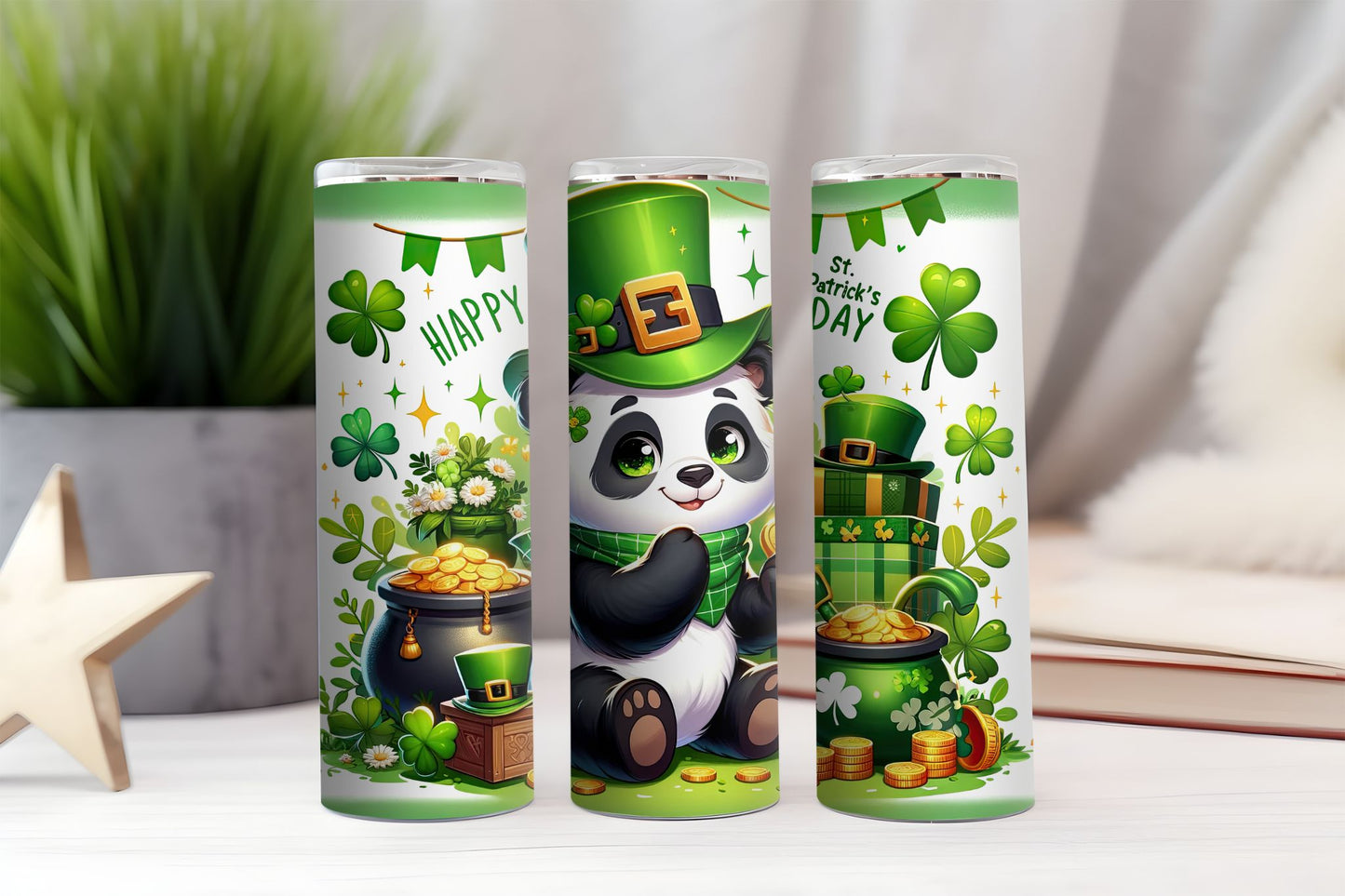 St. Patrick's Day Panda Tumbler